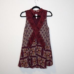 Entro Lace Collar Boho Tunic Dress